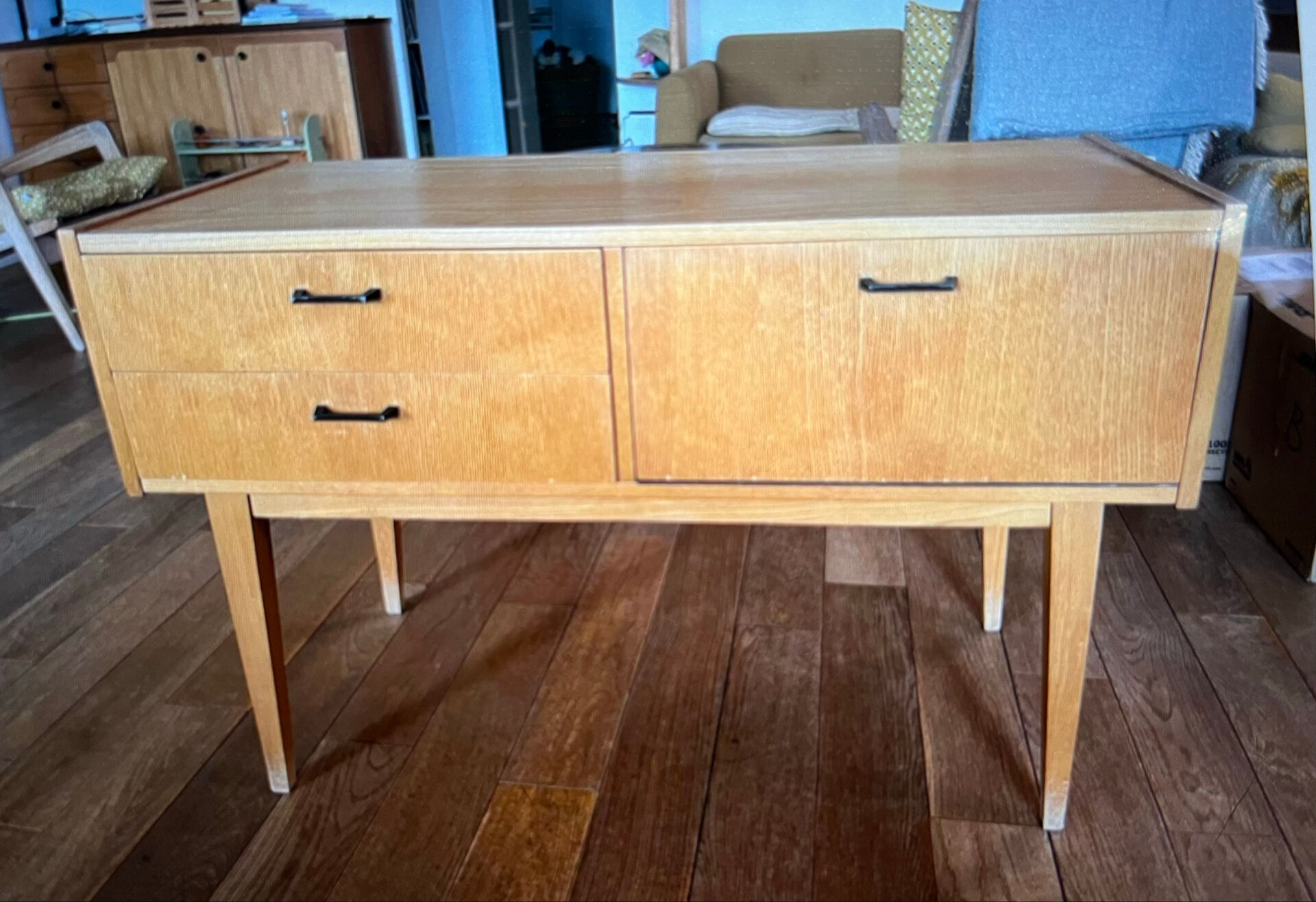 Light wood compact vintage sideboard