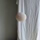 Small round pink rattan and natural linen Japanese-style pendant light D30