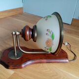 Wood brass glass sconce