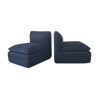 Pair of black Strafor armchairs signed in excellent condition