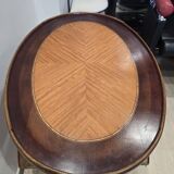 Folding tea table in marquetry wood - removable top