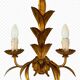 Pair of vintage wall lights in gilded metal, foliage, in the style of Hans Kögl.