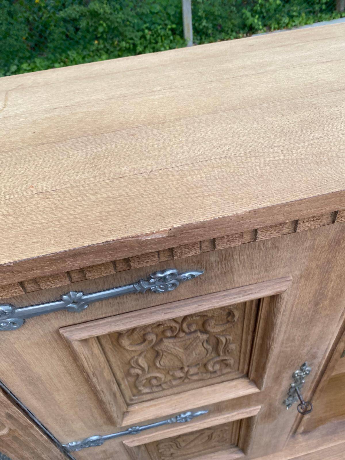 Buffet armoire renaissance espagnole rénovée en chêne 1930