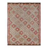 Green & Red Details Vintage Kilim Rug, Oushak Area Rug, 233x300Cm