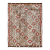 Tapis Kilim vintage aux détails verts et rouges, Oushak, 233 x 300 cm