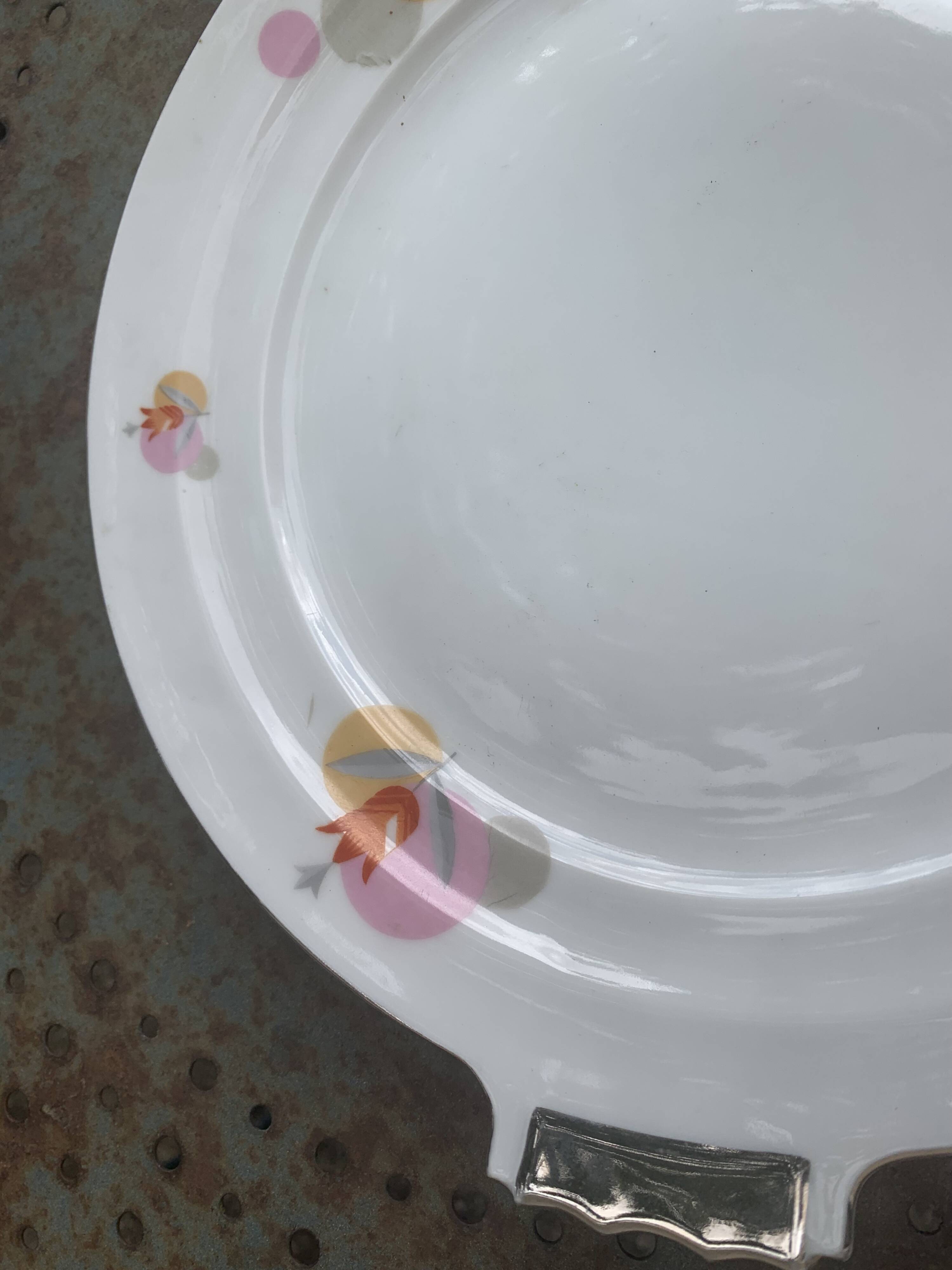 Vintage porcelain cake plate, stamped Czechoslovakia RK