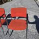 3 vintage chrome metal armchairs with orange fabric tops
