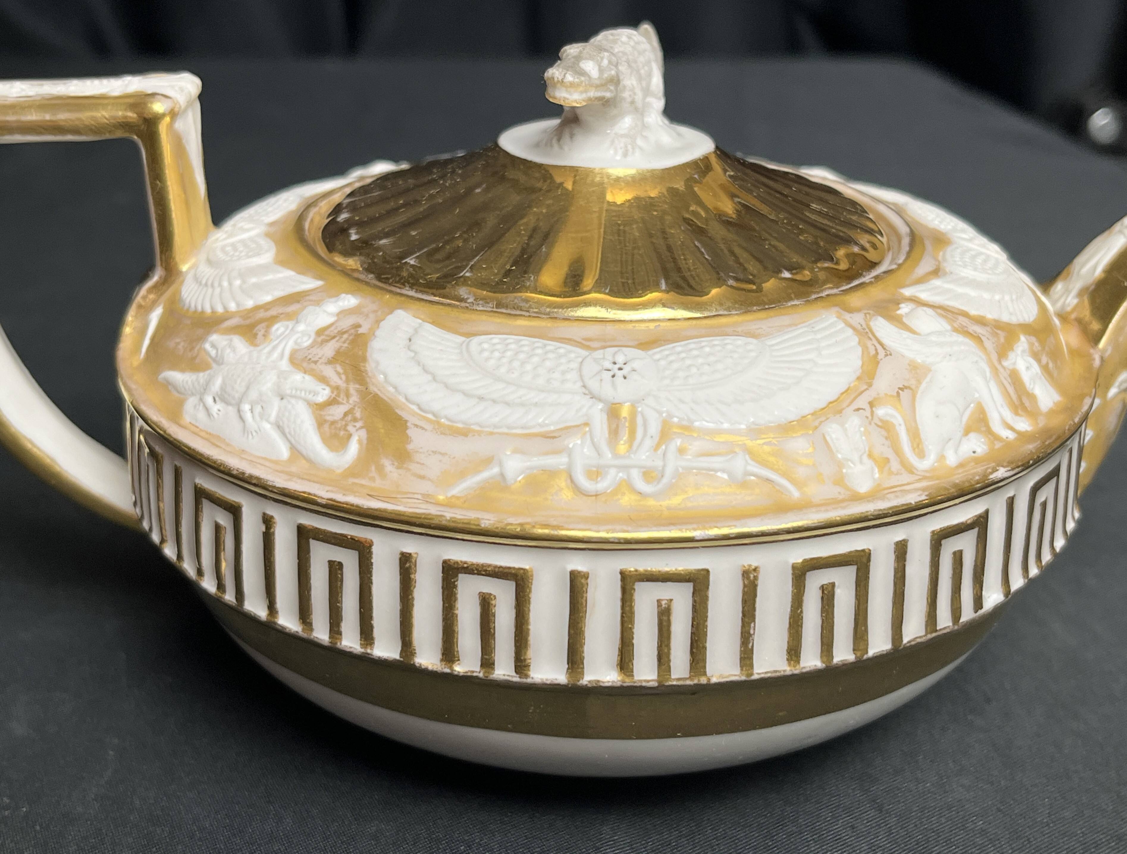 Tableware, porcelain teapot Wedgewood neo-Egyptian decor 20th century