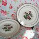 6 plates flowers and golden contour, Moulin des Loups