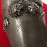 Vase guaranteed with chestnut decoration and leaves signed cortesi