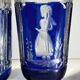 Cristal de Bohême, set de 2 verres doublé taillé bleu cobalt, ca 1900