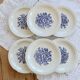 6 vintage porcelain dessert plates – Blue floral bouquet design
