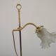French antique brass goose neck table lamp with white opaque glass shade 5468.