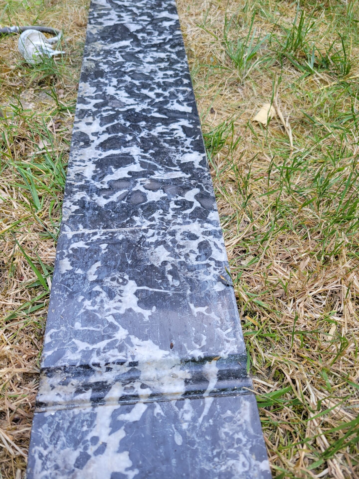 Grey marble fireplace