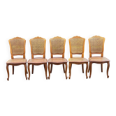 5 chaises bois massif cannées style Louis XV estampillé Baumann