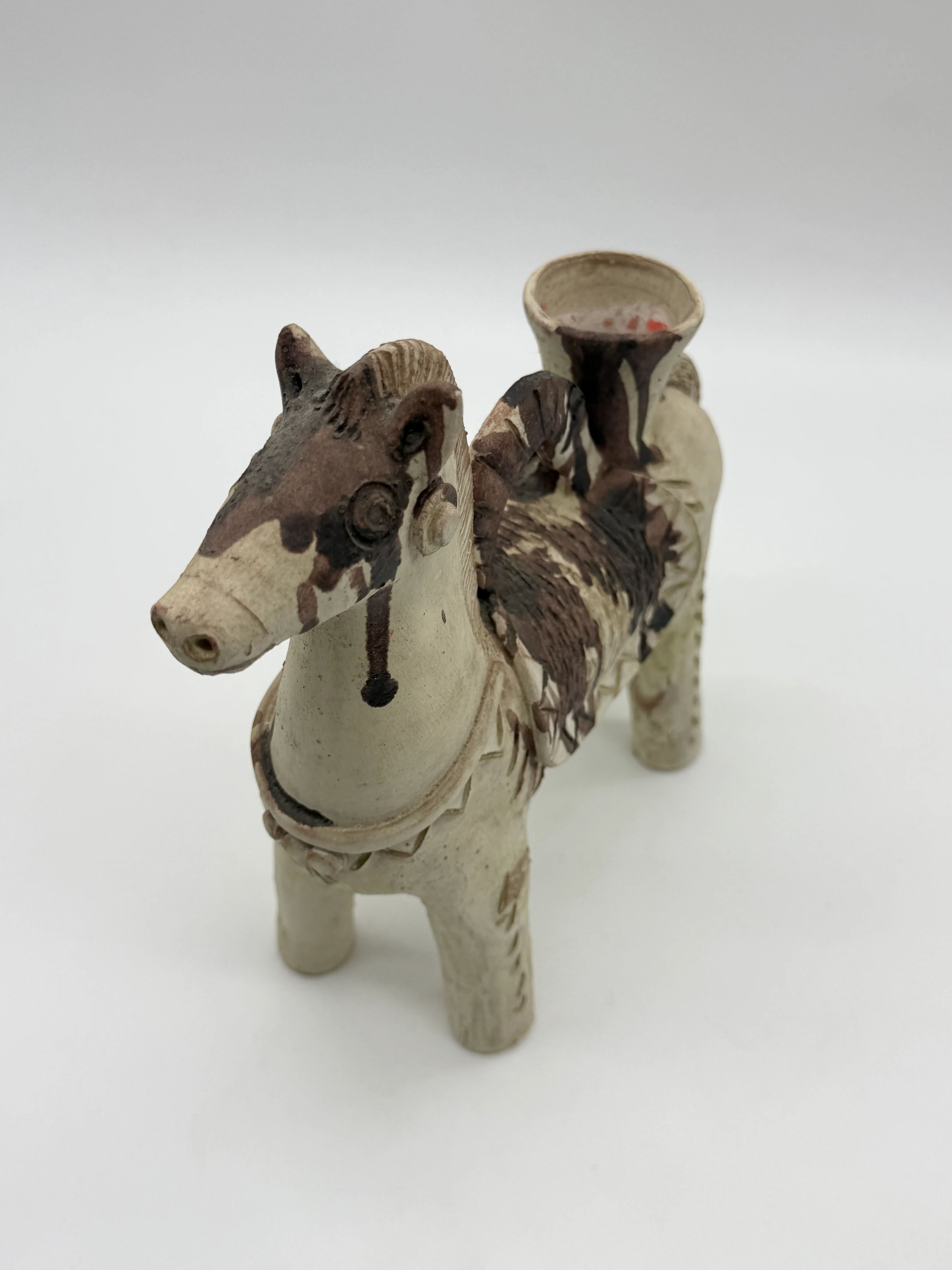Ceramic candlestick horse, Sardinian, 1960s