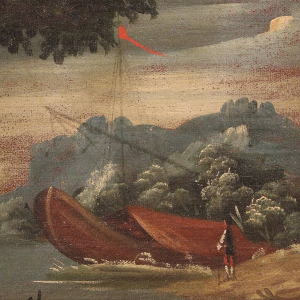 Italian artwork seascape oil on canvas from the 18th century