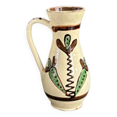 Vintage ceramic vase with handle, glazed with patterns - Ref 1280