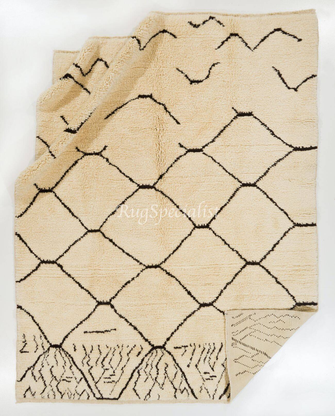 "Freedom" Moroccan Rug, 100% Natural Un-Dyed Wool, Modern Hand Knotted Tulu Carpet