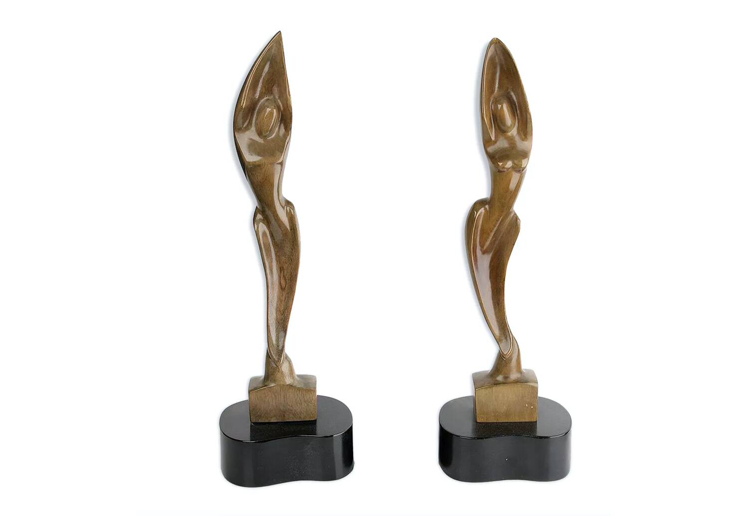 Pair of Large Vintage Teak Sculptures, 1950s