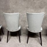 Set of 6 Baumann Essor model chairs in white imitation leather