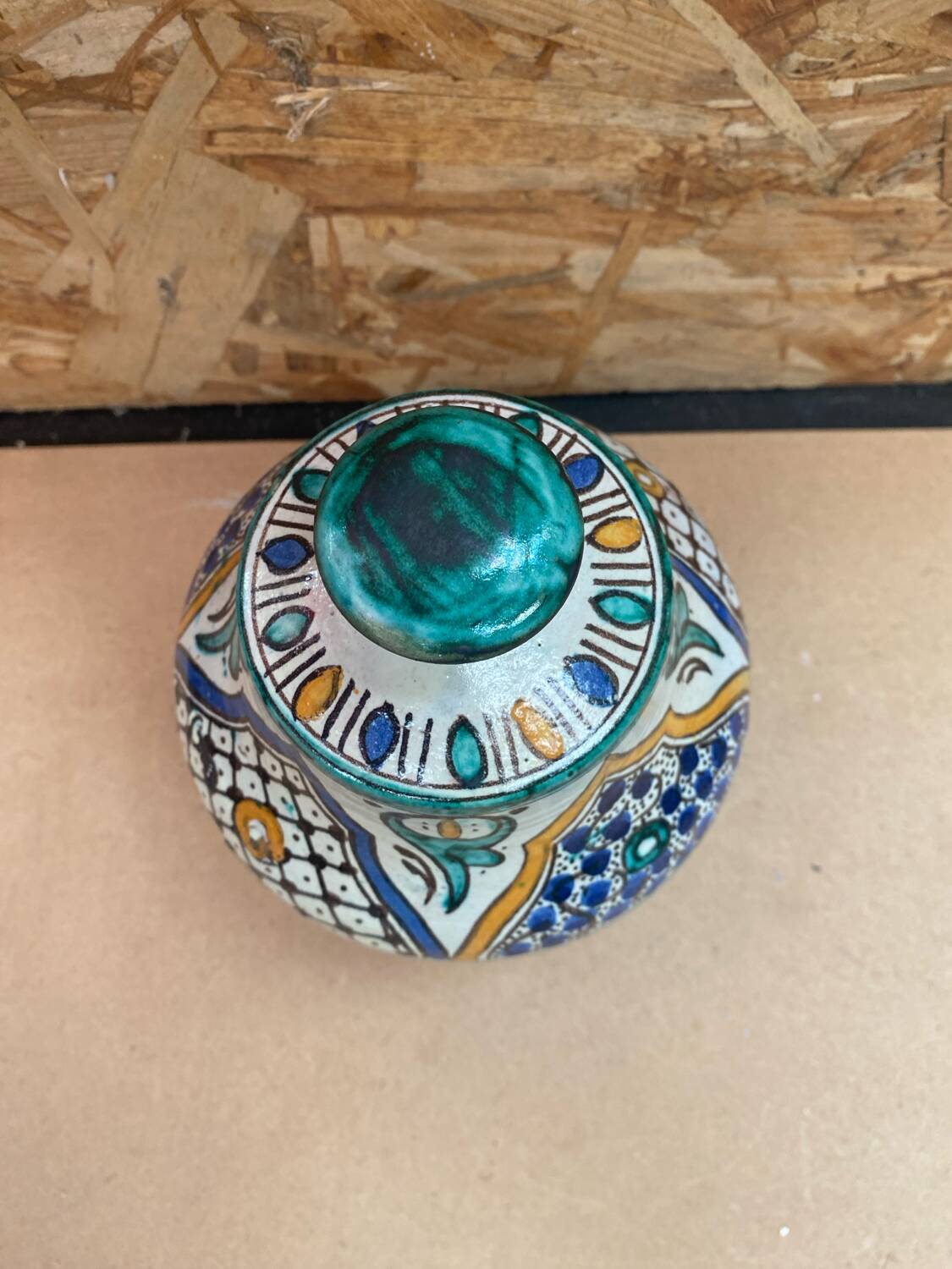 Old Butter Jar Jobbana Morocco Polychrome Earthenware XIXth Century Vintage #B082