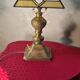 Art deco bronze and brass lamp h40x30 tiffany glass style lampshade