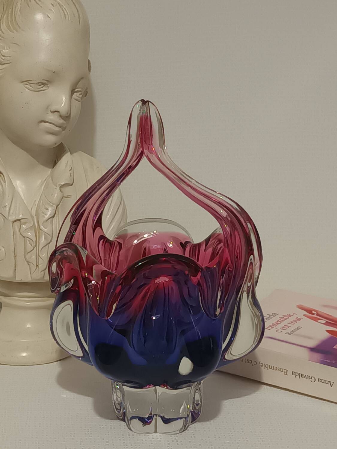Czech Art glass trinket dish, mid-20th century
