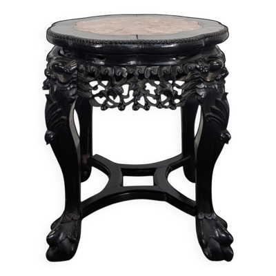 Table d'appoint en bois de fer plateau en marbre