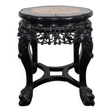 Table d'appoint en bois de fer plateau en marbre