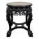 Side table with a wooden frame and marble top.