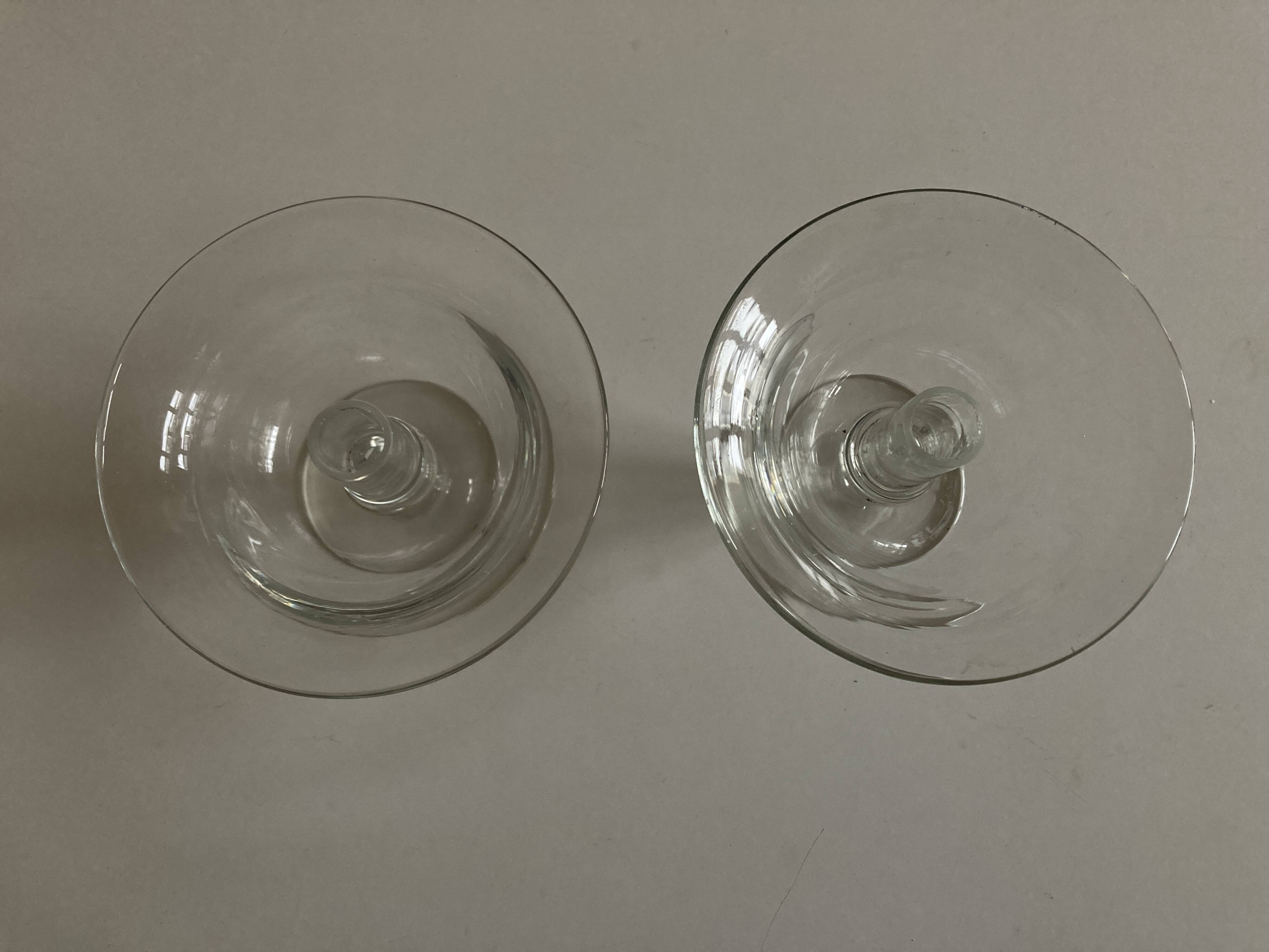 Pair of 19th century Medici glass candlesticks with button feet