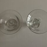 Pair of 19th century Medici glass candlesticks with button feet