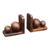 Paire de serre livres vintage en bois