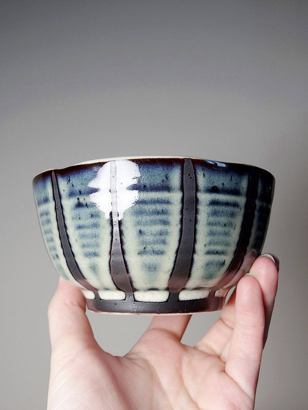 4 Japanese style handcrafted glazed ceramic bowls