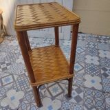 Desserte vintage en rotin tressé