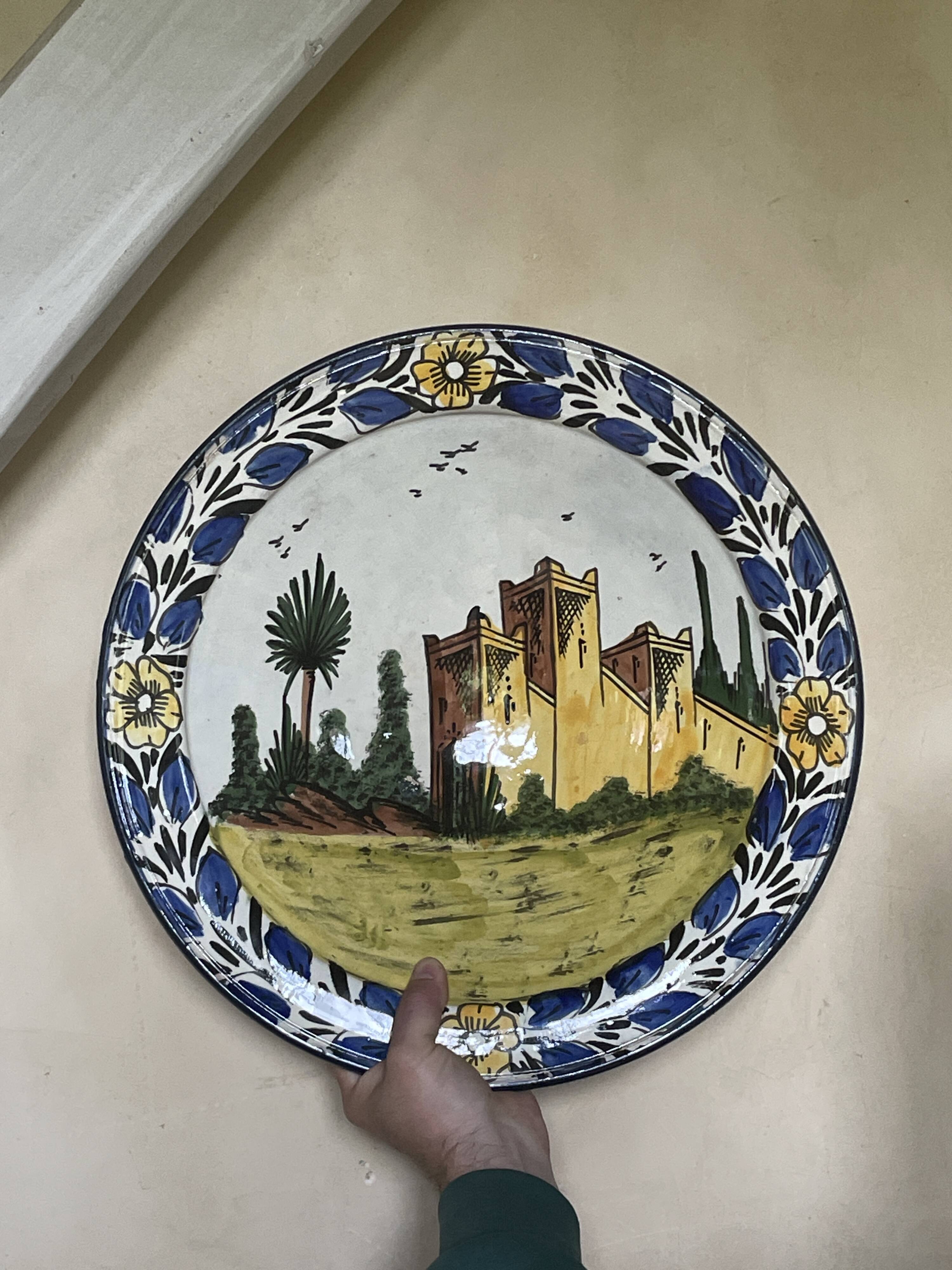 Large Moroccan Deep Plate Safi Signed