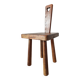Brutalist stool with backrest in solid oak, origin Netherlands