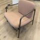 Deadgood Working Lounge Chair, in pale pink fabric with metal base