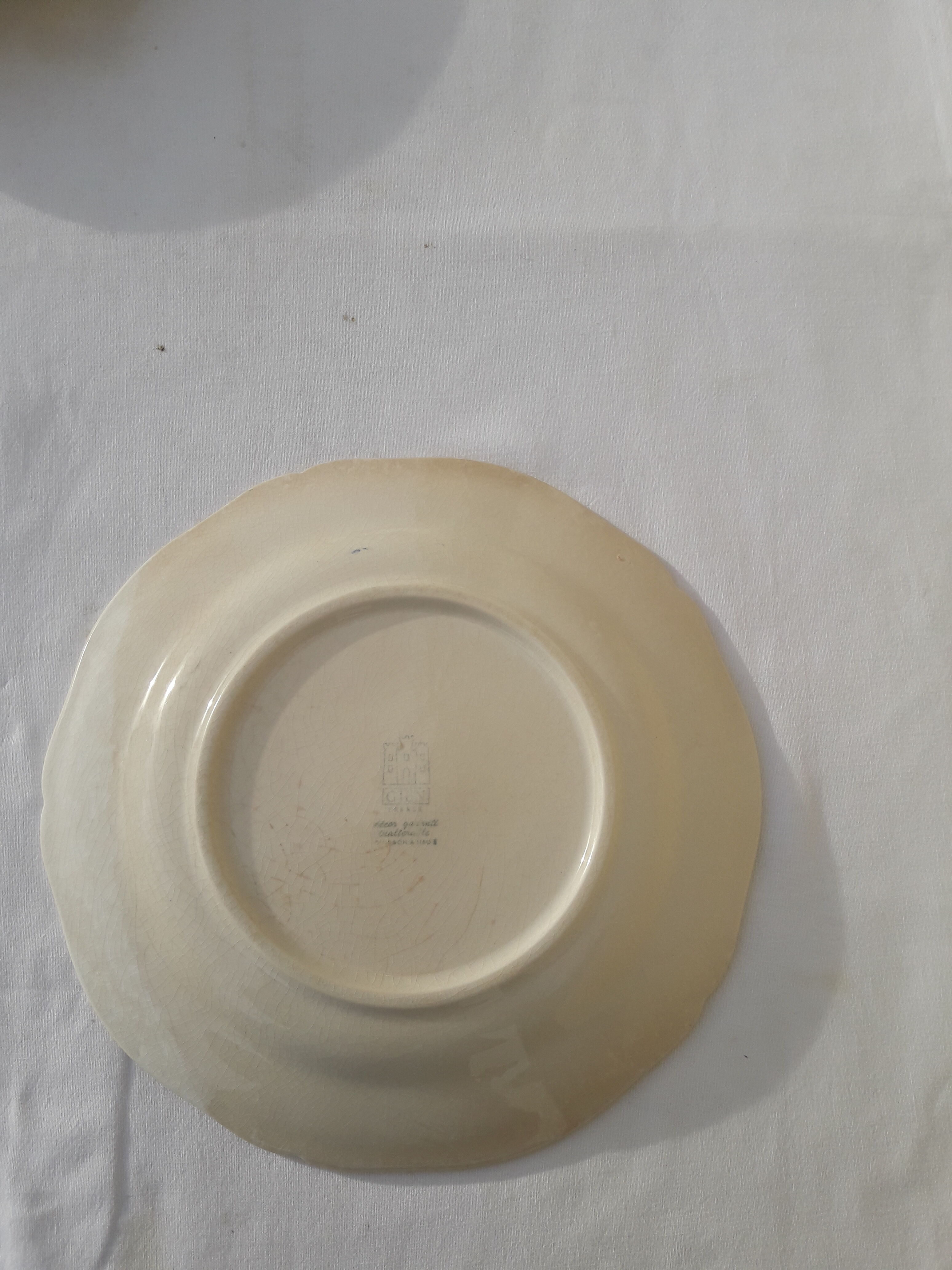 Gien earthenware plate decor bush diam 24.5 cm