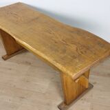 Brutalist solid wood dining table - 1950s/60s