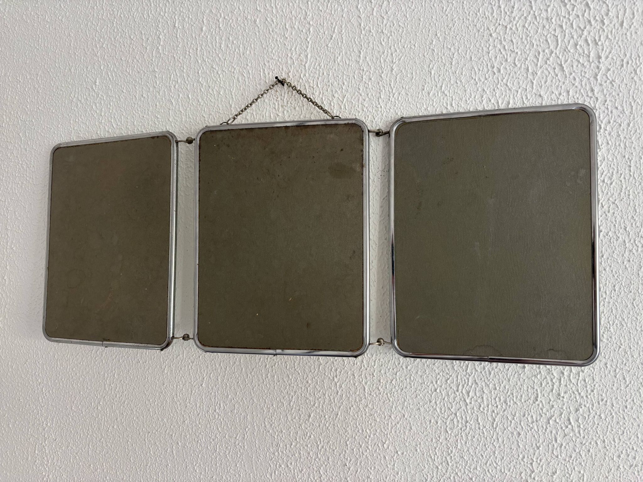 Vintage 1960 triptych barber mirror silvered Arpin - 28 x 70 cm
