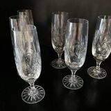 6 vintage crystal champagne flutes by etzel