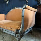 Napoleon iii period sofa in painted and gilded wood with cornucopia decor