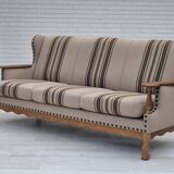 1970s, Danish 3-seater sofa, furniture wool fabric, oak wood, original.