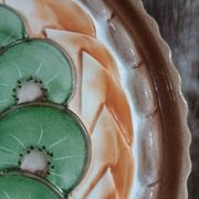 Antique pie dish in slipware