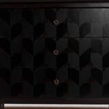 Brutalist Oak Craftsmanship Sideboard, 1960s/70s, Germany, Brass Accents