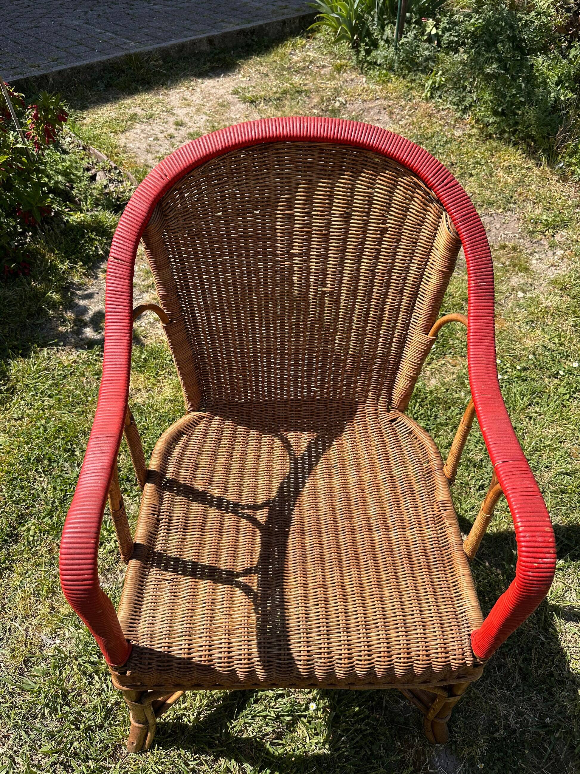 Salon de jardin en rotin vintage