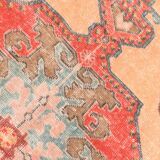 4x7 Orange Red Geometric Oriental Vintage Rug, 134x218Cm