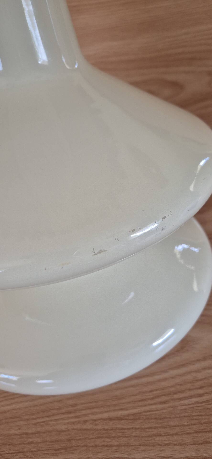 Large vintage 1970s tinted glass lamp with shade.